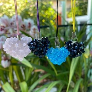 Crystal Bead Heart Keychains